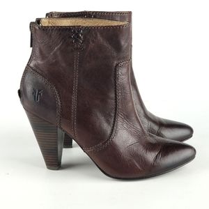 Frye Regina Heel Booties Brown Soft Leather